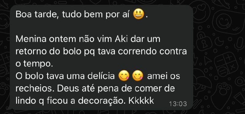 Feedback de cliente da Bolo Conquista