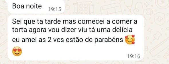 Feedback de cliente da Bolo Conquista