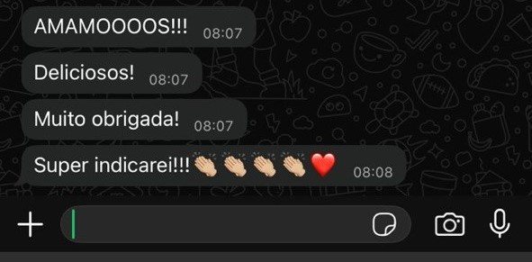 Feedback de cliente da Bolo Conquista